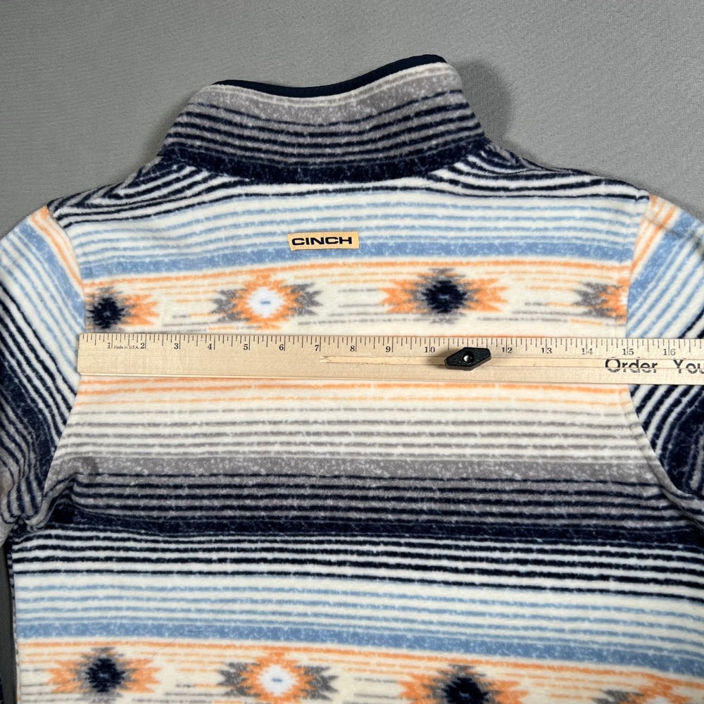 Cinch Aztec Polar Fleece Pullover Womens Size S Orange Blue Snap Southwestern - Picture 6 of 8